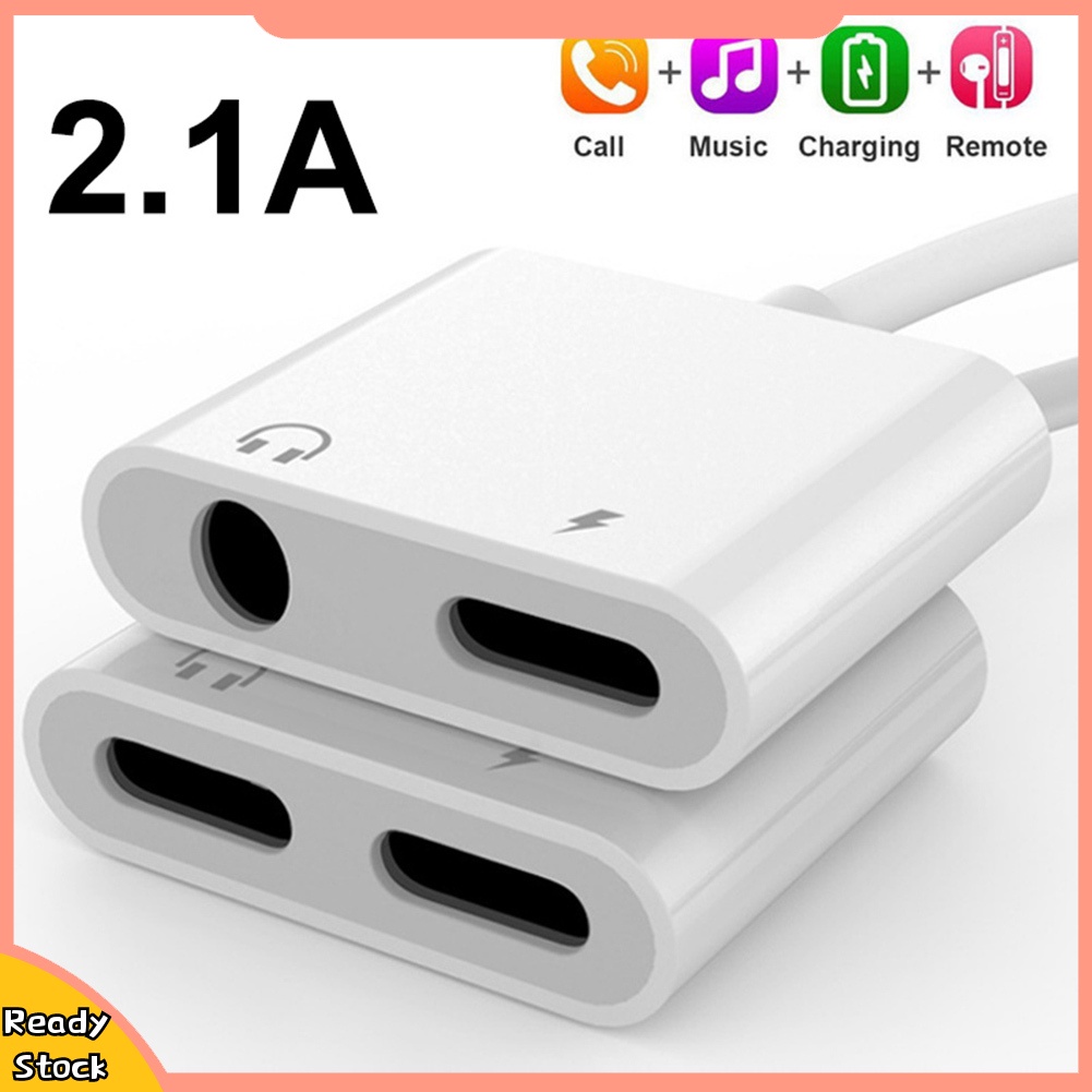 Cáp sạc chuyển đổi tai nghe 2 trong 1 2.1A 8pin cho Iphone 11 Pro Max