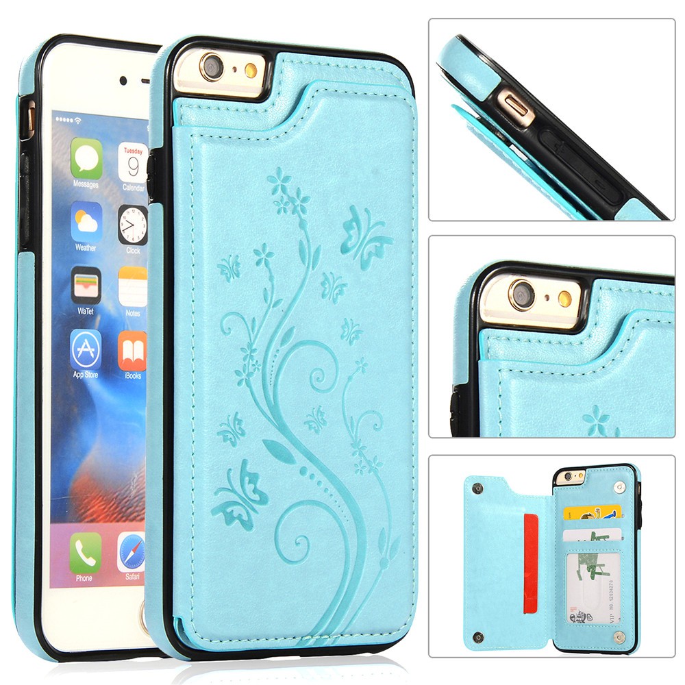 Ốp điện thoại da kèm ví in họa tiết bướm dành cho IPHONE 6/6+/6S/6S+/7/8/7+/8+ | BigBuy360 - bigbuy360.vn