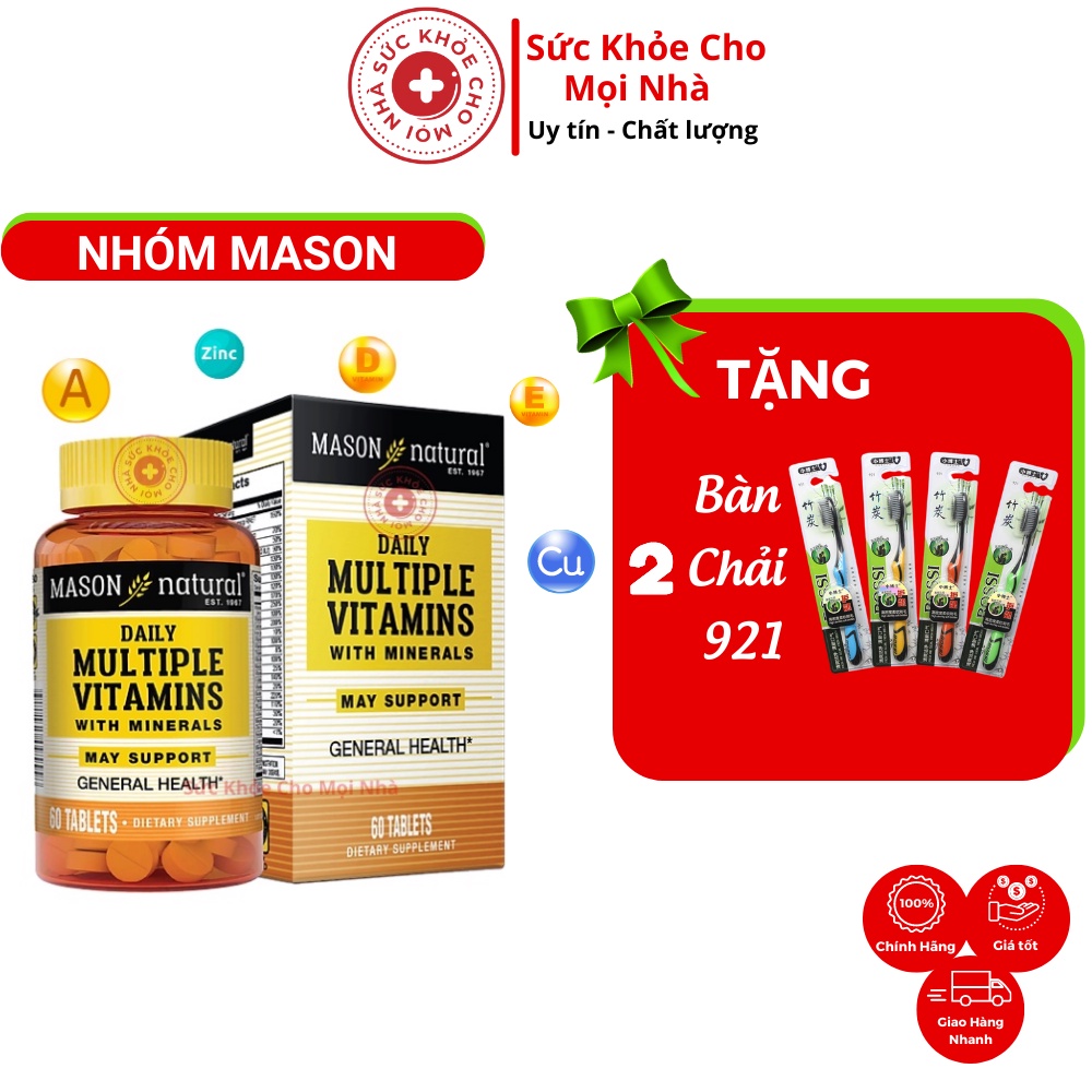 Viên uống bổ sung Vitamin khoáng chất tăng cường miễn dịch,sức khỏe mason natural Daily Multiple Vitamins
