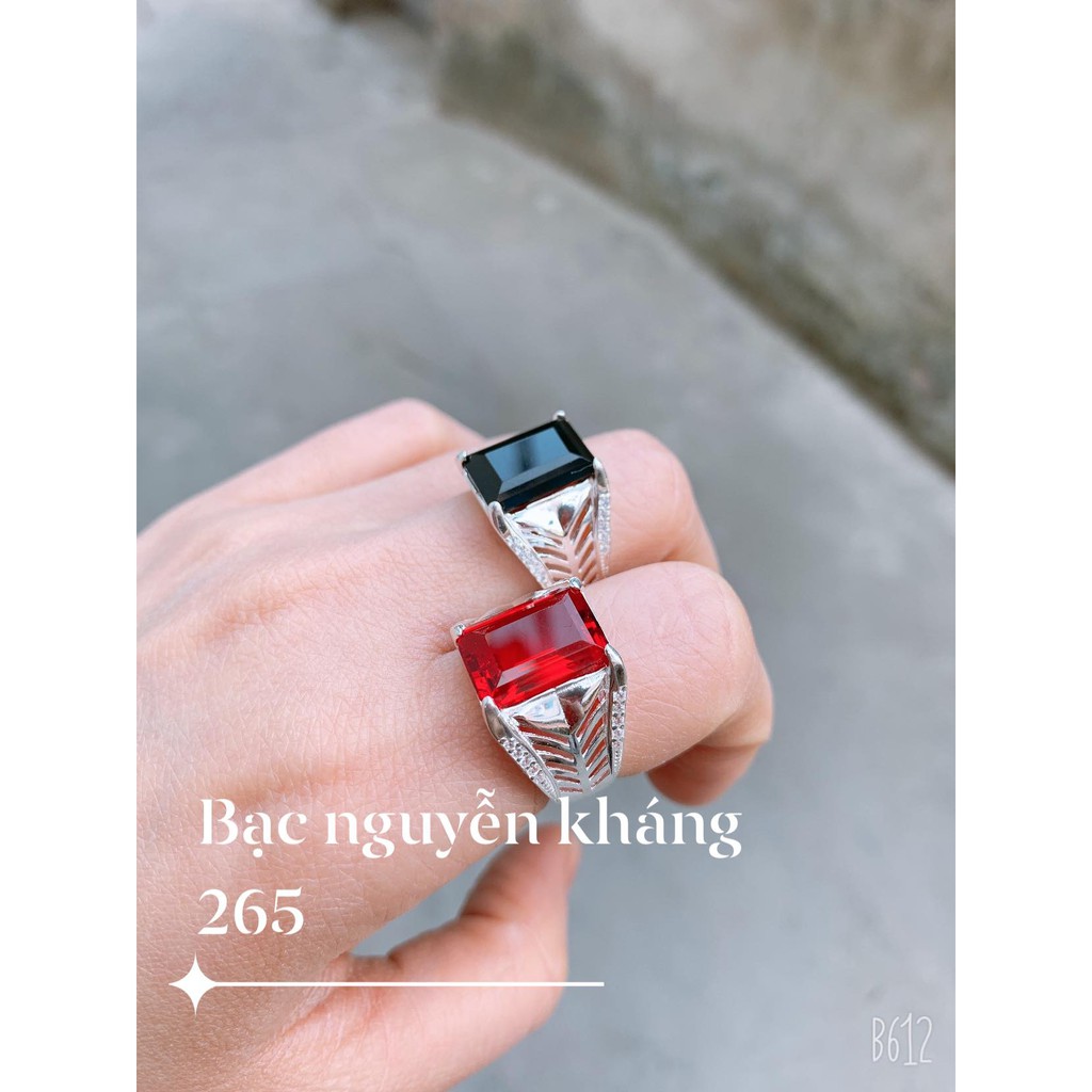 NHẪN NAM BẠC TA ĐÁ ĐEN ĐÁ ĐỎ