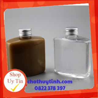 Chai Thủy Tinh Vuông Dẹp 250ml Nắp Nhôm