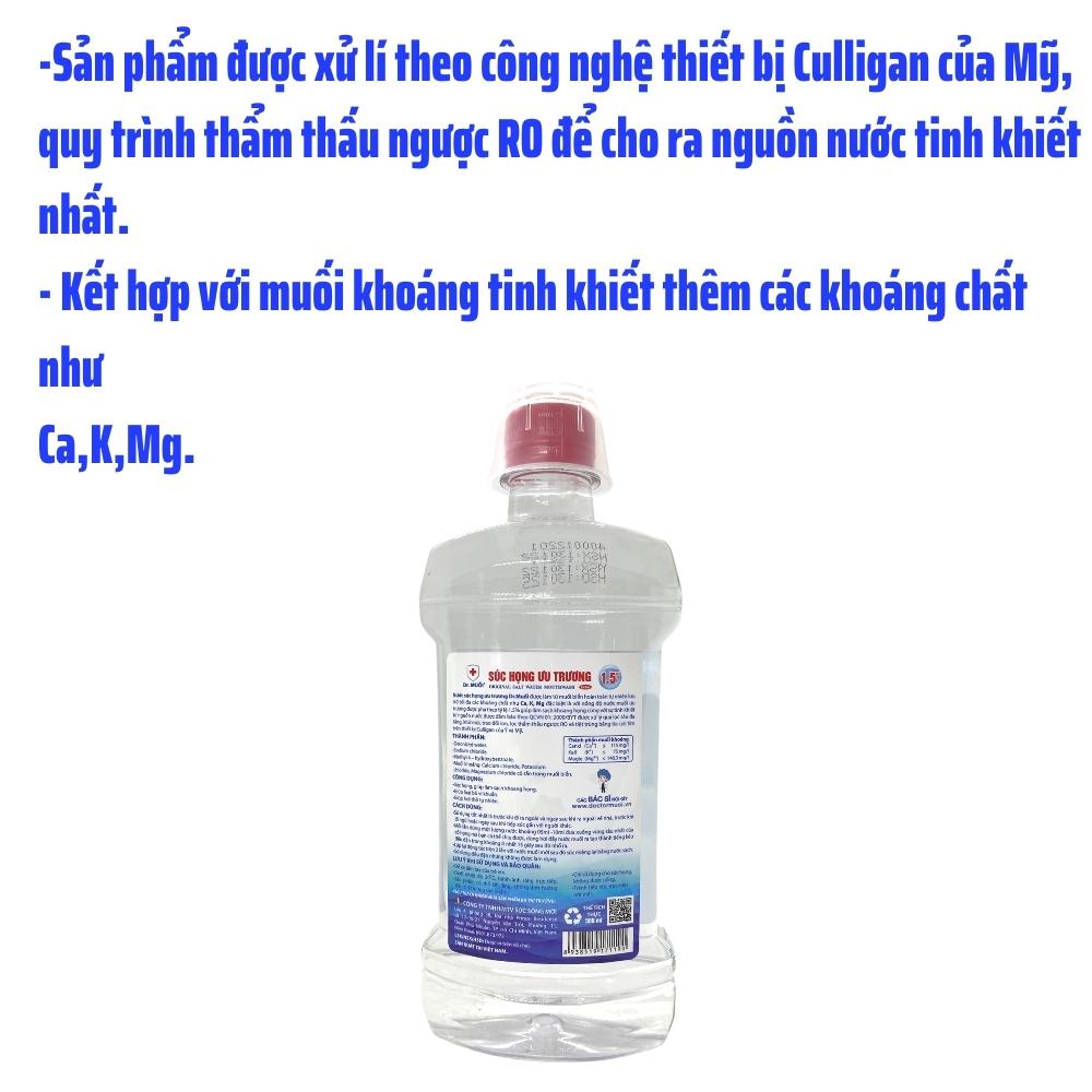 Nước Súc Họng Ưu Trương Dr.Muối 1.5% Extra -Sử Dụng Sau Khi Tiếp Xúc- Chai 500ml