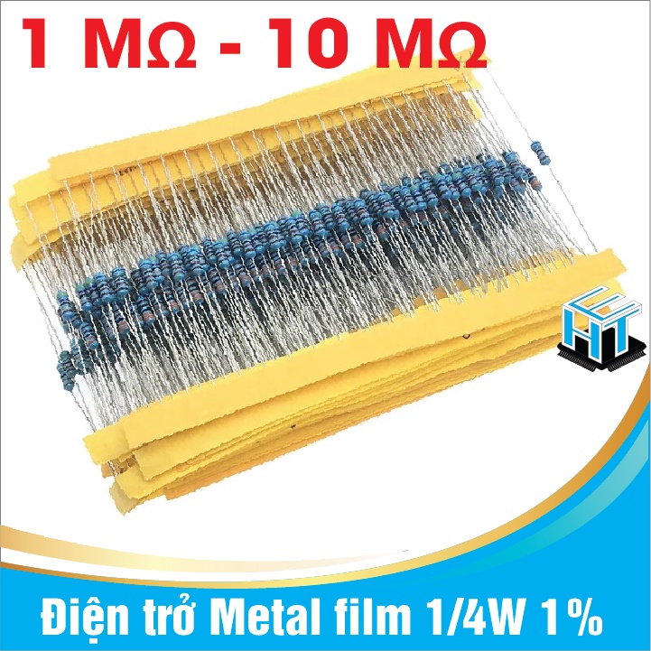 Điện trở Metal film 1/4W 1% 5 vạch màu phân loại từ 1M đến 10M