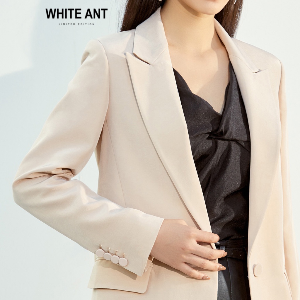 Áo Blazer Nữ WHITE ANT IRIS LONG MODAL BLAZER Thiết Kế Dáng Suông, Vạt Tròn, Chất Liệu Lụa Acetate Nhân Tạo 180500021C