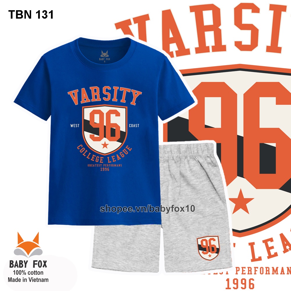 Bộ thun bé trai size nhí, trung, đại 100% cotton loại tốt, thương hiệu BABY FOX e