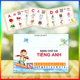Bảng chữ cái Tiếng Anh [❤️ Alphabet English] - Học liệu bóc dán Montessori, bé ghi nhớ Từ vựng qua hình ảnh