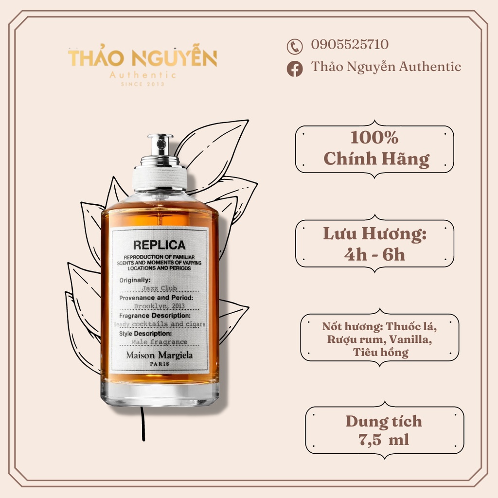 Nước hoa unisex mini Maison Margiela Replica Jazz Club Eau De Toilette 7,5ml - Hàng chính hãng