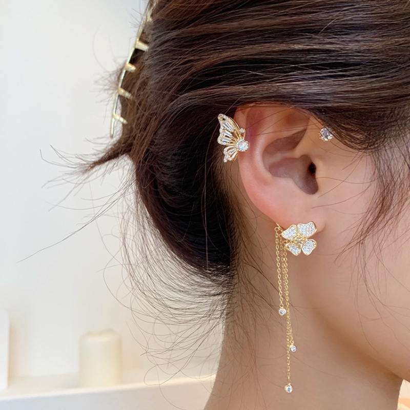 Bông Tai Dạng Xỏ Hình Bướm Đính Đá Thời Trang Dành Cho Nữ