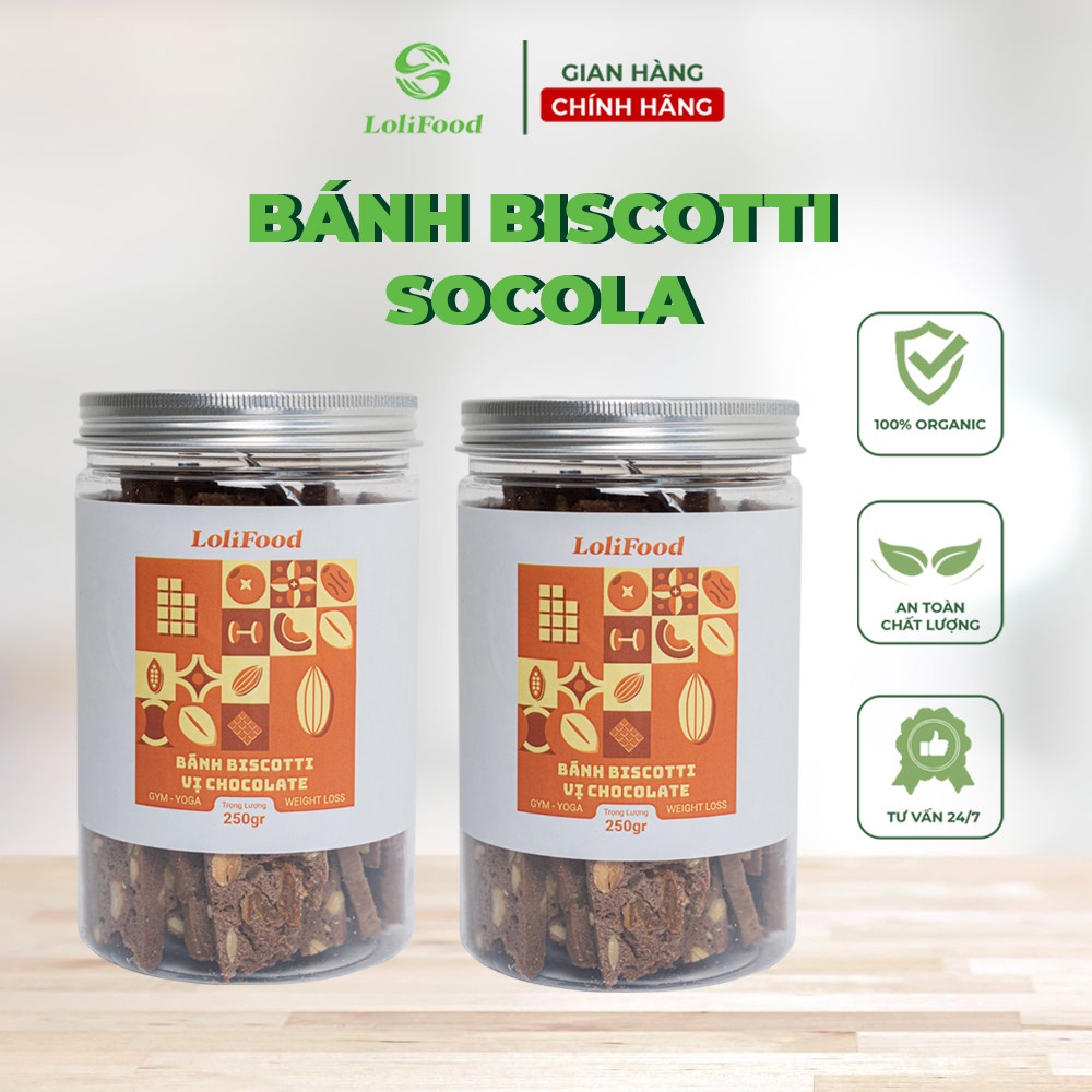 Bánh Bisscotti vị socola (Ngũ cốc LOLIFOOD) - giảm cân, ăn kiêng bổ sung dưỡng chất, tốt cho sức khỏe