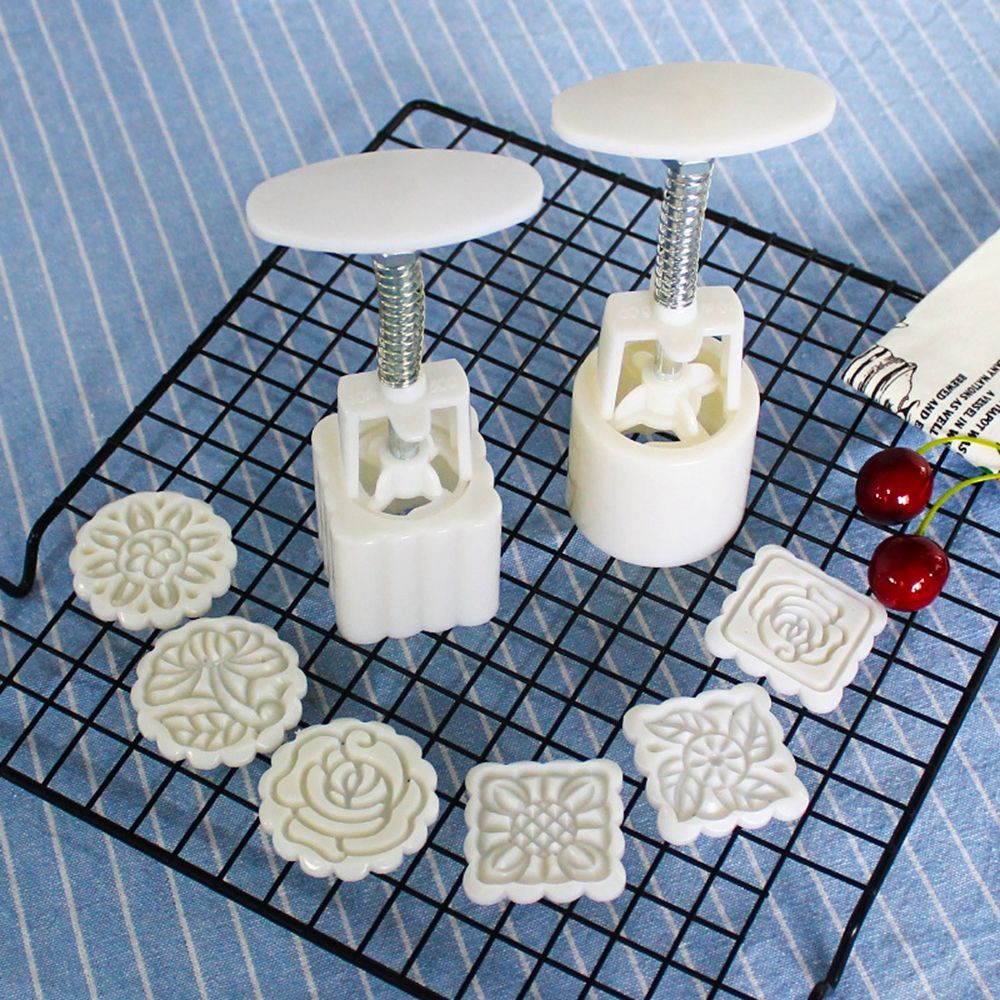 Set 6 Khuôn Nhấn Tạo Hình Bánh Trung Thu 3d Bằng Nhựa