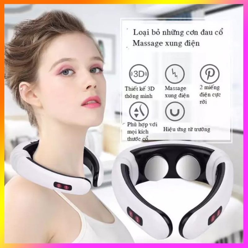 Máy Massage Cổ Vai Gáy 3D Máy matxa trị liệu Máy Masage vai gáy chữ C rung từ trường và xung điện