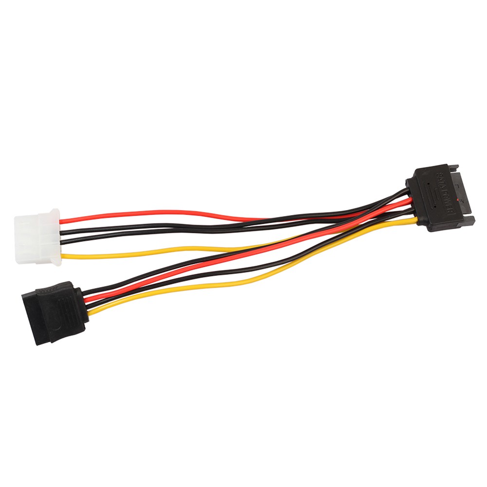 Dây cáp nguồn giắc 15pin SATA sang cổng 4Pin IDE Molex+15Pin SATA