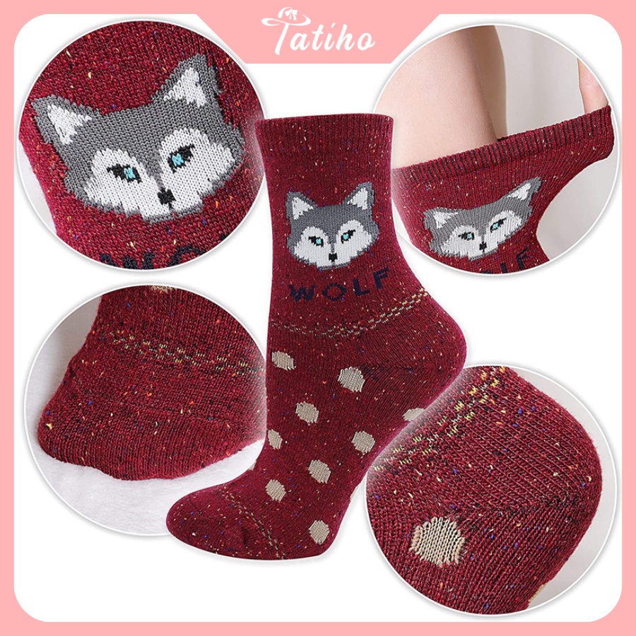 Vớ Tất Len Cổ Cao Họa Tiết Động Vật Thời Trang Thu Đông Phong Cách Hàn Quốc - Tatiho - Mã TV022
