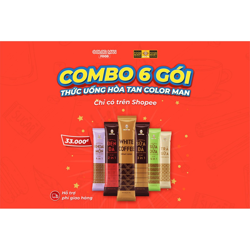 Trà Sữa Hòa Tan Color Man set 20 gói với thành phần bột kem béo cao cấp, trà đen sấy khô chuyên dùng pha trà sữa | BigBuy360 - bigbuy360.vn