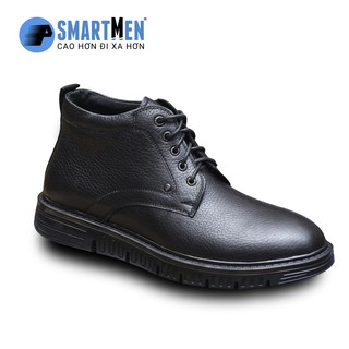 Giày Lửng cổ tăng chiều cao da bò SmartMen GDX-01-D Đen