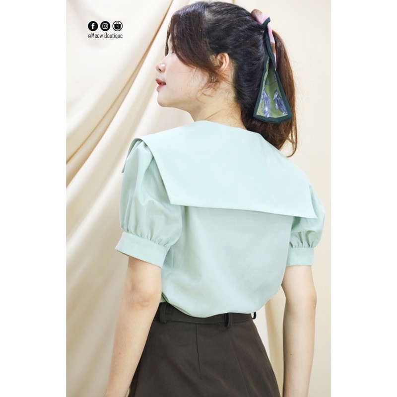 Sơ mi cổ Danton thuỷ thủ tay ngắn Meow Boutique