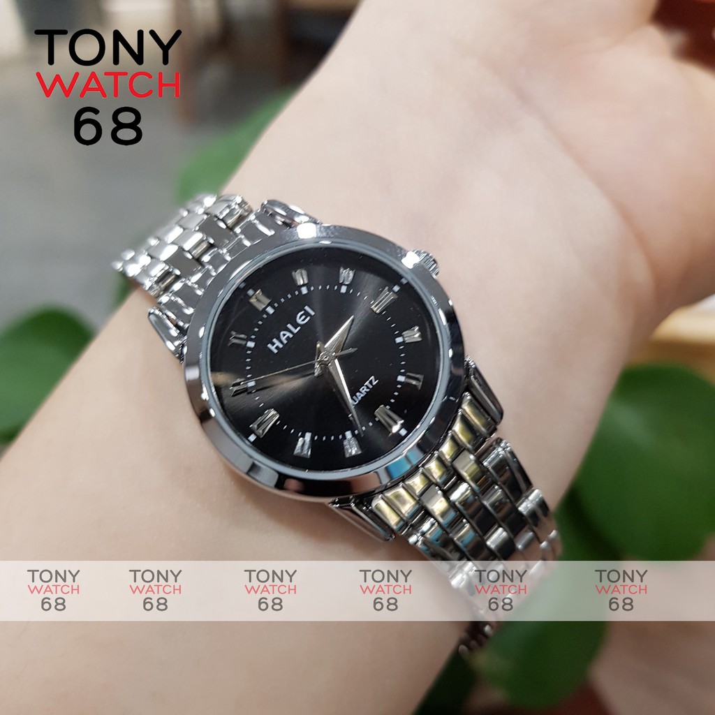Đồng hồ đôi nam nữ Halei mặt đen sang trọng lịch lãm quí phái | BigBuy360 - bigbuy360.vn