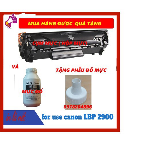 combo 1 hộp mực máy in 2900 và 1 lọ mực đổ được tặng phễu