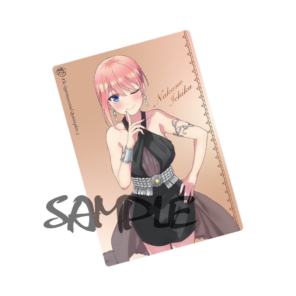 Ảnh card bo góc in hình Gotoubun No Hanayome ver BLACK DRESS Nhà Có 5 Nàng Dâu thẻ bo viền 5*8cm anime chibi