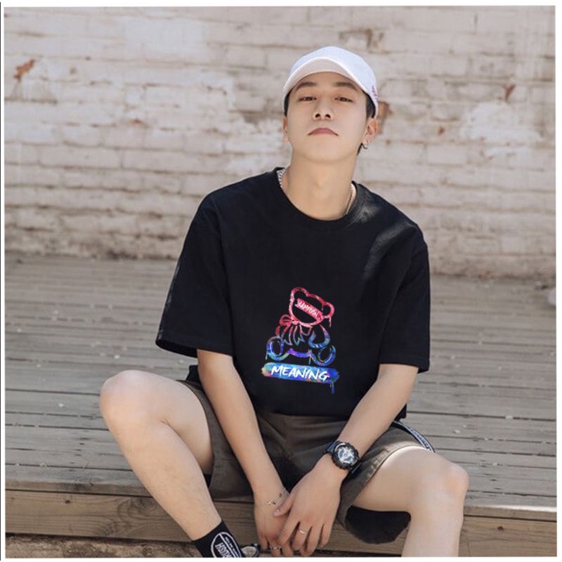 Áo thun Có sizeFull màu tay lỡ Unisex form rộng gấu Meaning