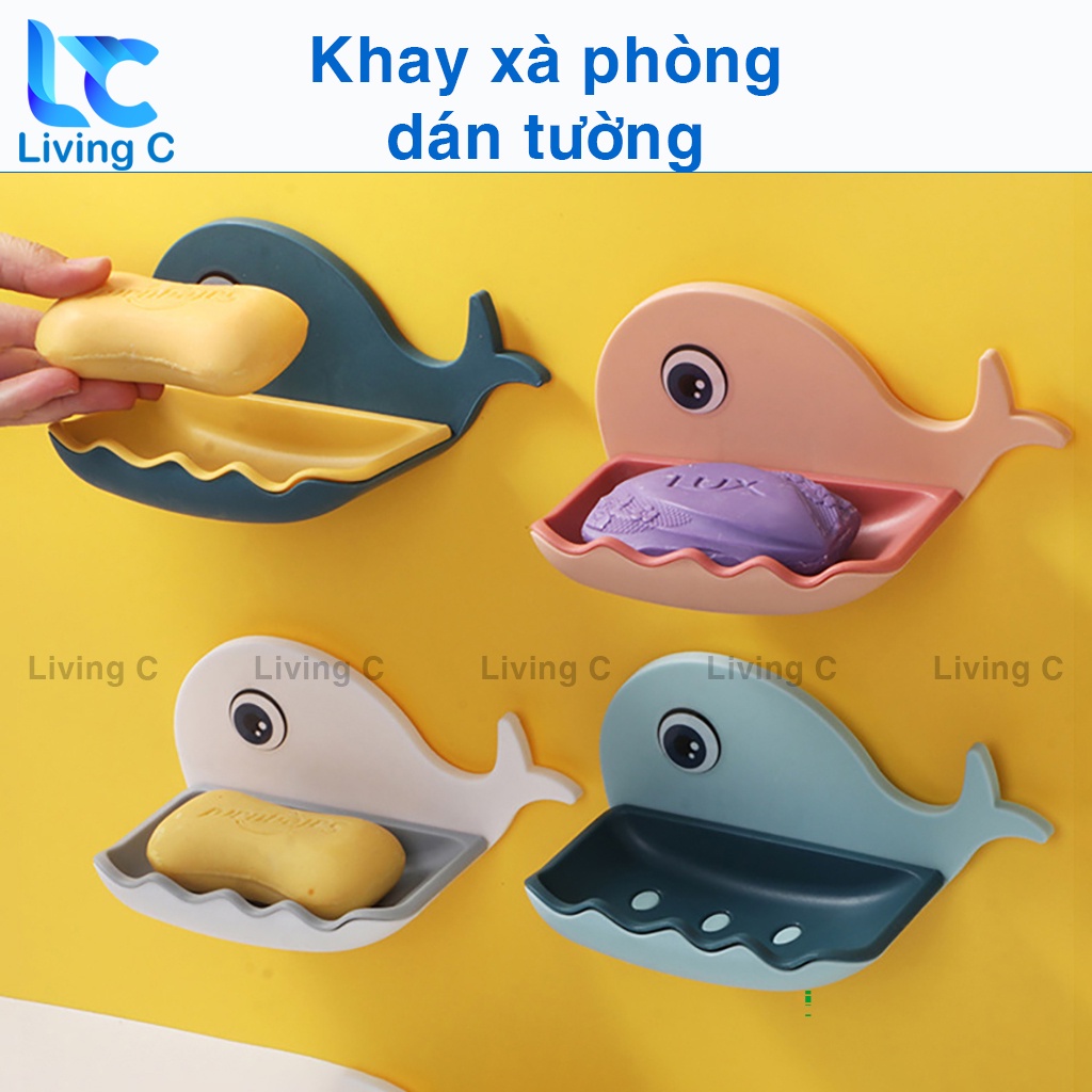 Khay đựng xà phòng dán tường không khoan Living C, khay kệ đừng xà phòng xà bông nhà tắm _XCV