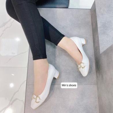 Min's Shoes - Giày Gót Vuông Da Dê Cao Cấp V221 Qly