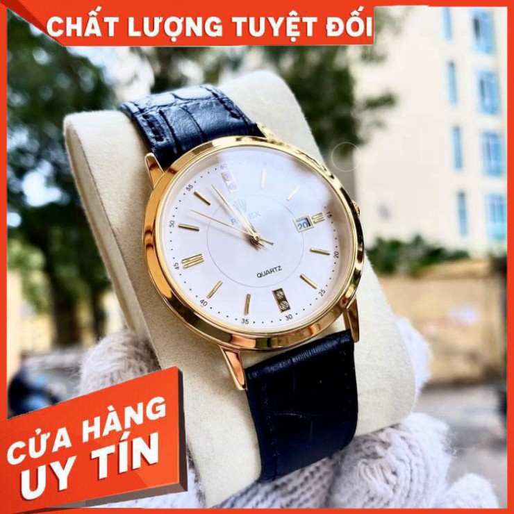 (Rolex.viền trơn)  Đồng hồ Nam rolex dây da mềm, máy pin nhật, thẻ bảo hành 12 tháng | BigBuy360 - bigbuy360.vn