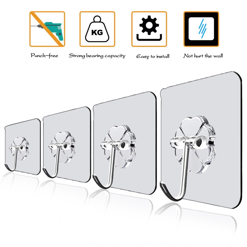 Móc treo đồ gắn tường trong suốt chịu lực tốt tiện dụng