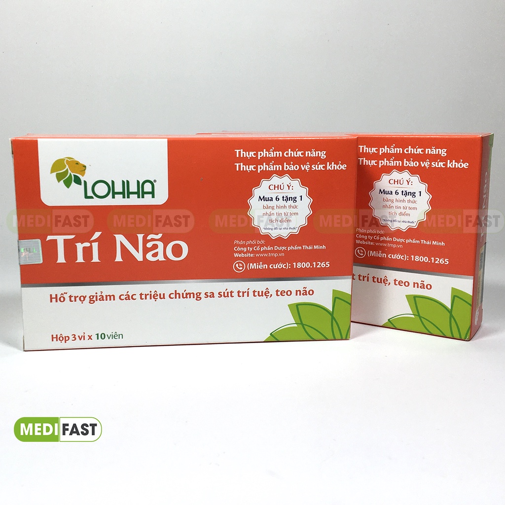 Loha Trí Não hỗ trợ tuần hoàn não Hộp 30 viên - mua 6 tặng 1 bằng tem tích điểm, tăng cường hoạt huyết dưỡng não