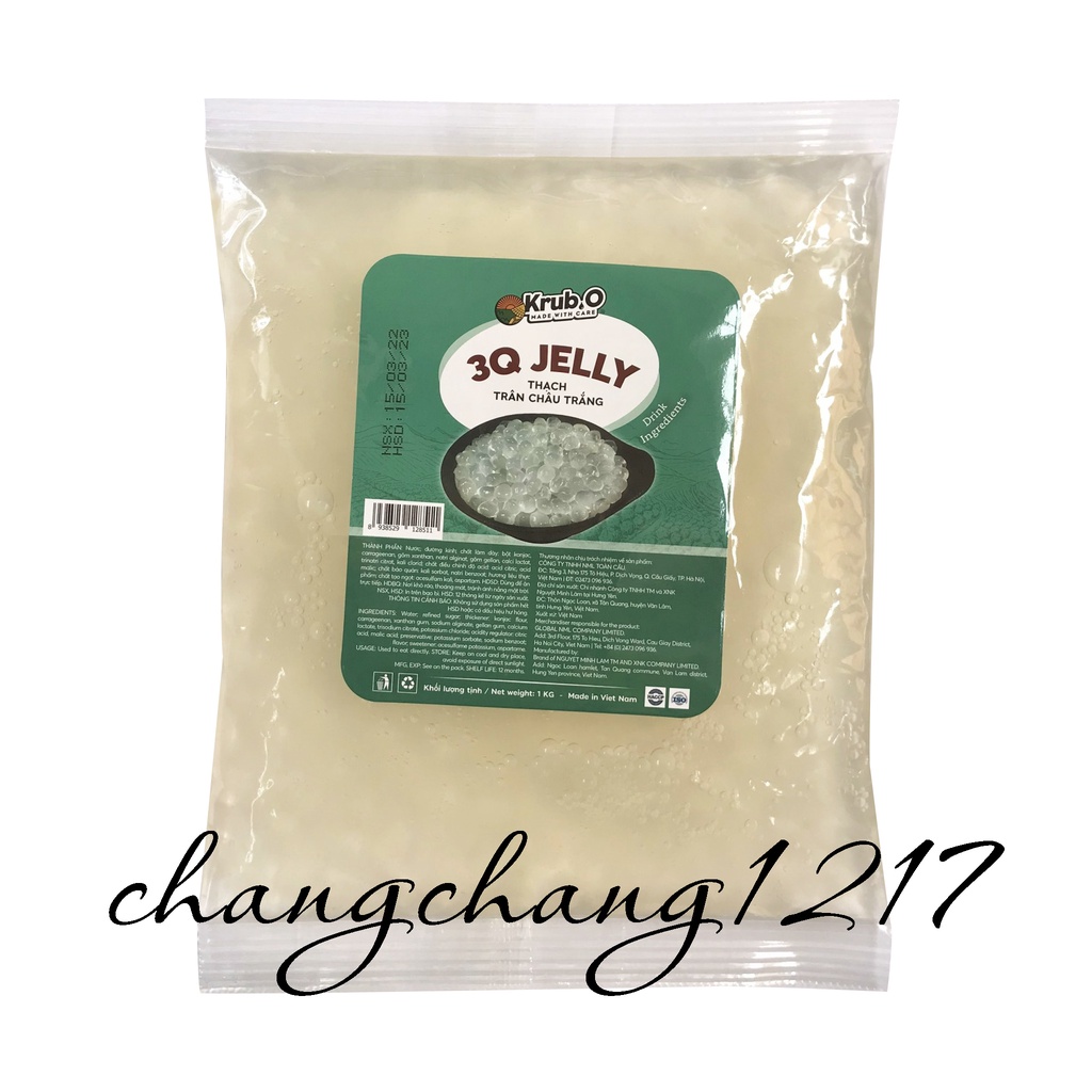 Thạch Ngọc Trai (Trân Châu) Trắng Caramel 3Q Krub.O Krubo Gói 1kg