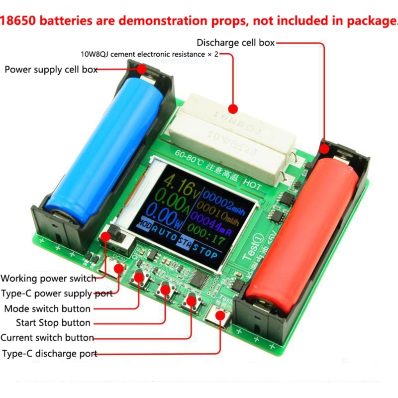 Máy Kiểm Tra Dung Lượng Pin Kỹ Thuật Số Màn Hình LCD 18650 Lithum MaH-mwH