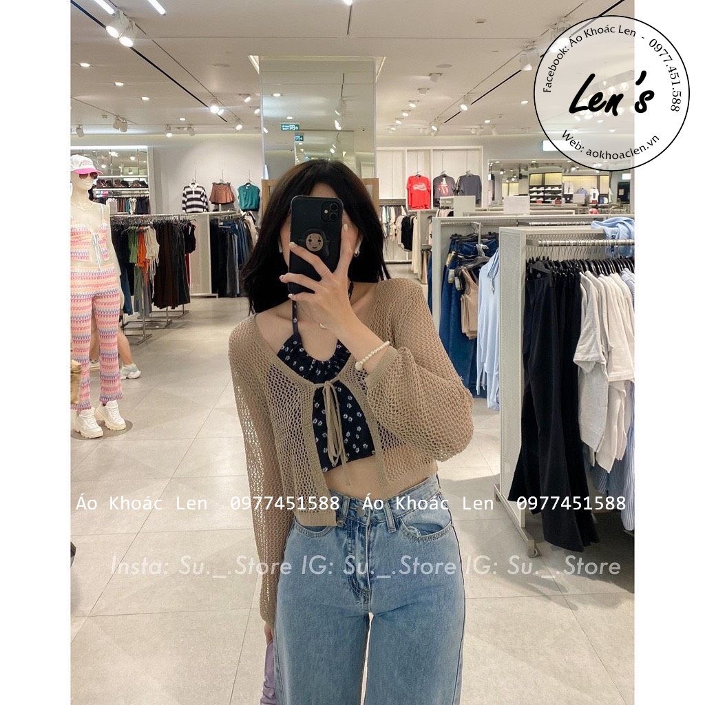 ÁO KHOÁC LEN MỎNG CROPTOP DẠNG LƯỚI