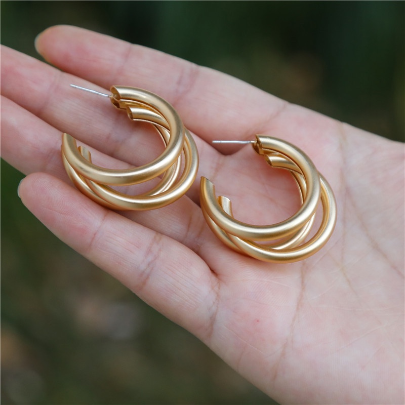 Đôi khuyên tai BELLA-BEE kim loại dáng tròn oval phong cách Hàn Quốc thời trang đơn giản dành cho nữ