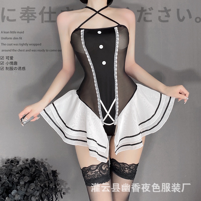 Váy ngủ / Đầm ngủ 2 dây quai chéo chíp liền siêu quyến rũ 2586