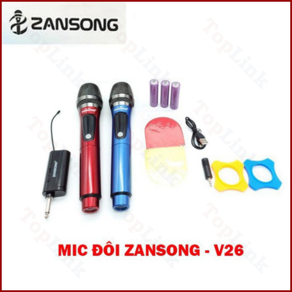 [CHÍNH HÃNG] Mic Đôi Karaoke Không Dây ZANSONG V26 - Mic Đa Năng, Âm Thanh Chuẩn