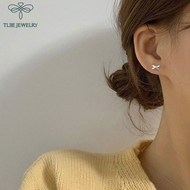 Bông tai bạc nữ TLEE chữ X trơn basic dáng lớn TleeJewelry B0365