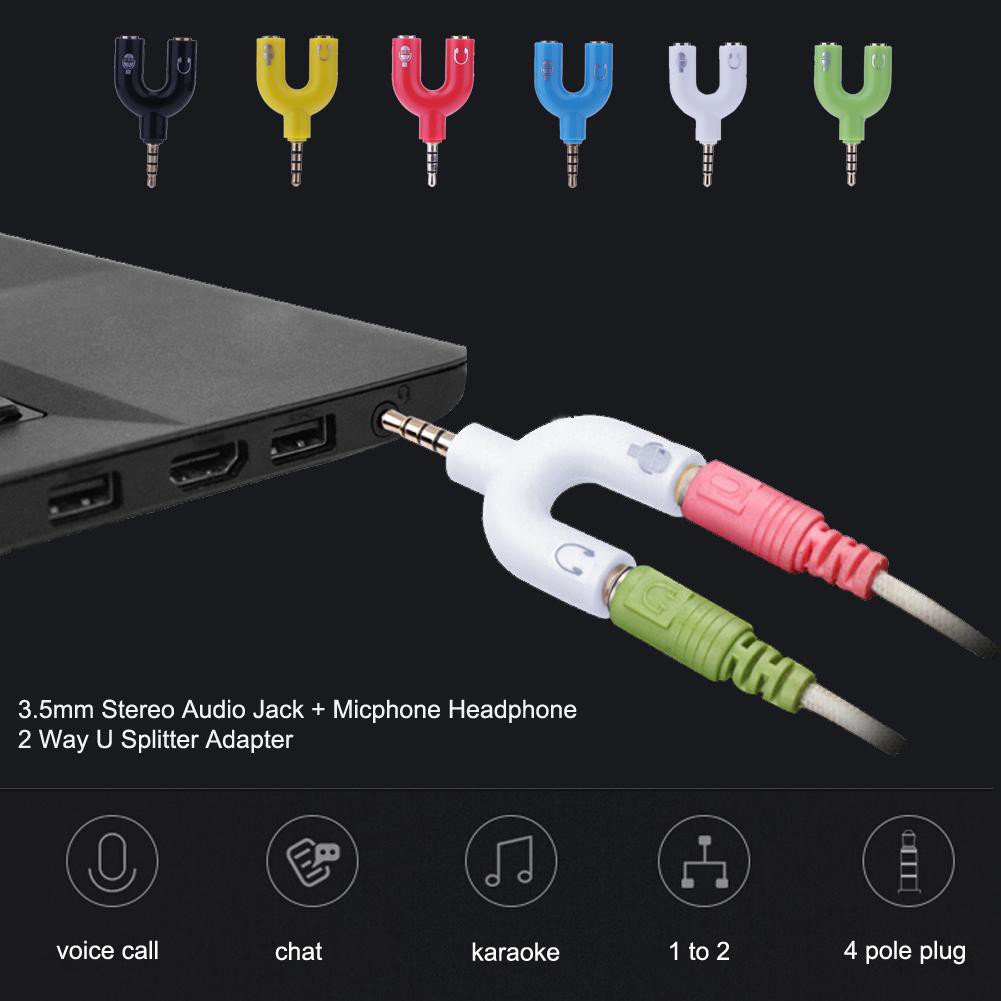 [COD]DS♦Jack cắm âm thanh stereo 3,5 mm Tai nghe Tai nghe Bộ chuyển đổi 2 chiều U Splitter