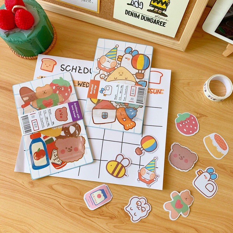 Gói 20 stickers hoạt hình dễ thương trang trí