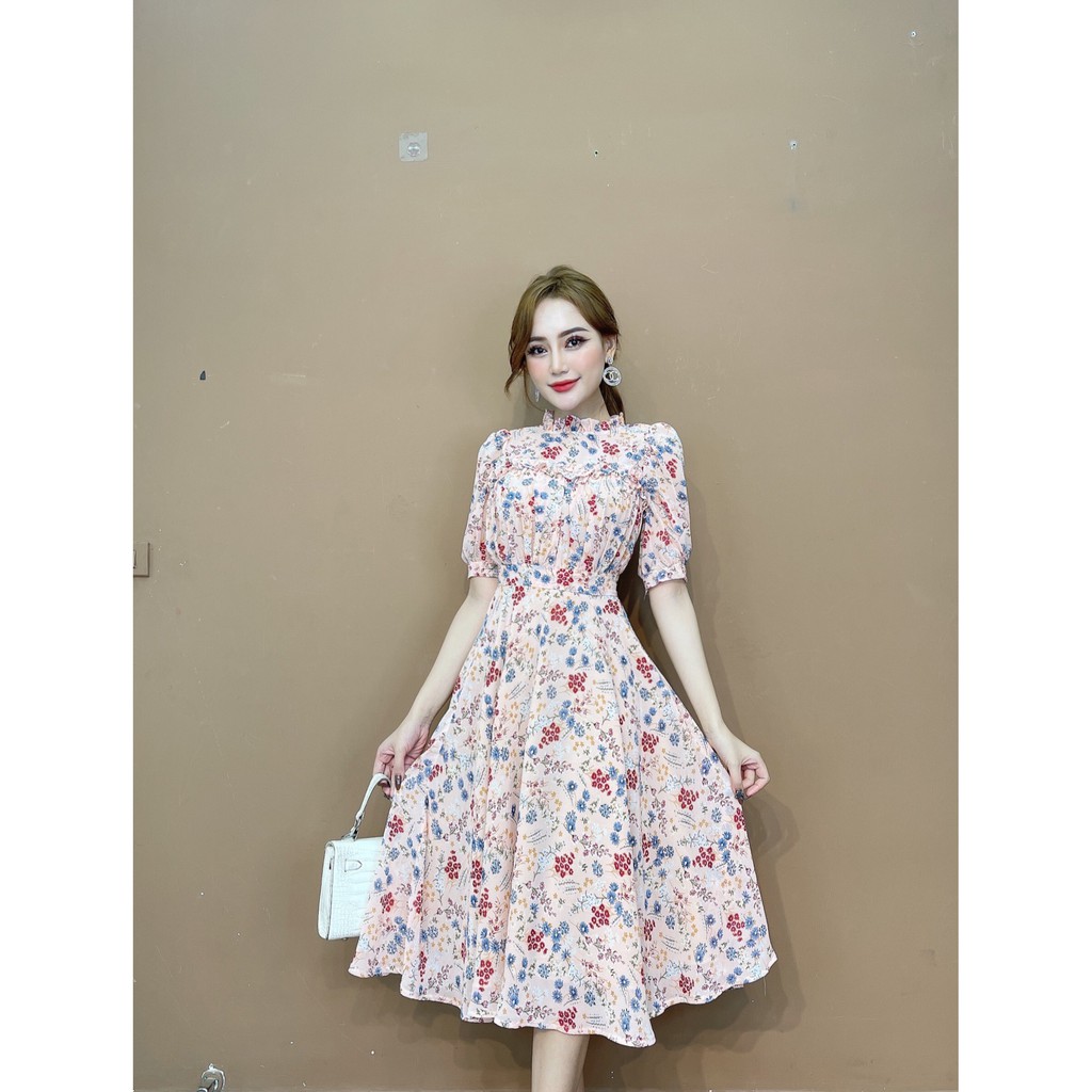 [Mã SKAMA06 giảm 8% tối đa 50K đơn 250K] Live- Váy hoa cổ bèo tay lỡ mới- 8517 | BigBuy360 - bigbuy360.vn