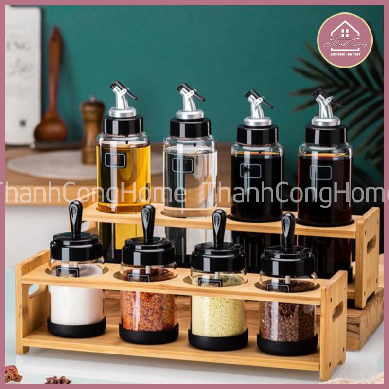 (Bán Lẻ - Sỉ) Giá Chai Lọ, Kệ Gỗ Đựng Hũ Gia Vị, Giá Để Gia Vị, Chai Dầu Ăn, Nước Mắm Gỗ Thông Sơn Pu Cực Đẹp