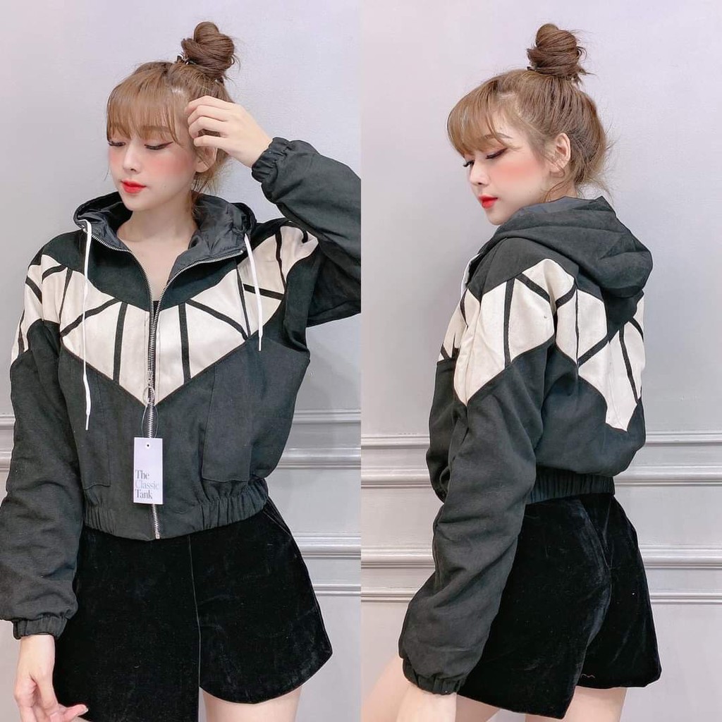 Áo khoác dù nữ 2 lớp form bomber, màu chữ V đầy ấn tượng - Hot trend