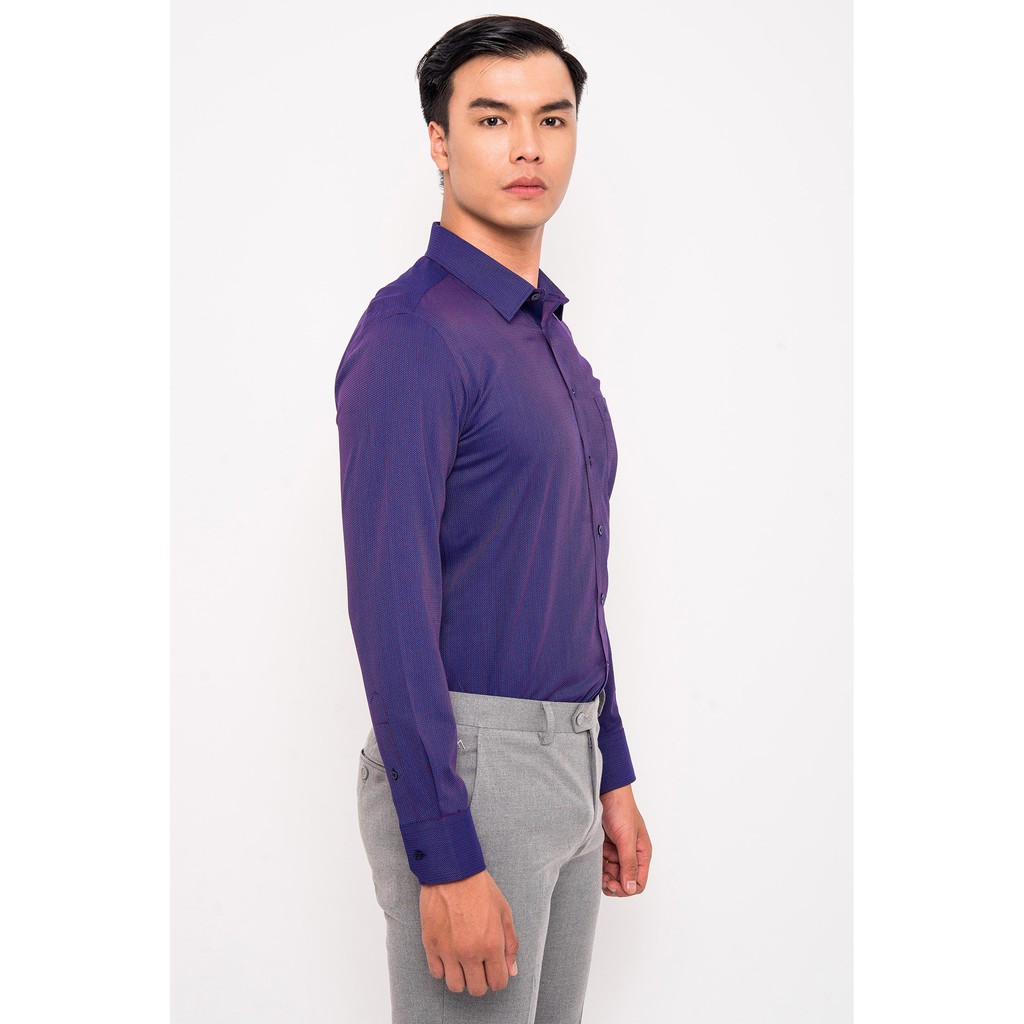 Sơ Mi mattana Tím Họa Tiết Chấm Bi SLim Fit Dài Tay MAM15190371709043