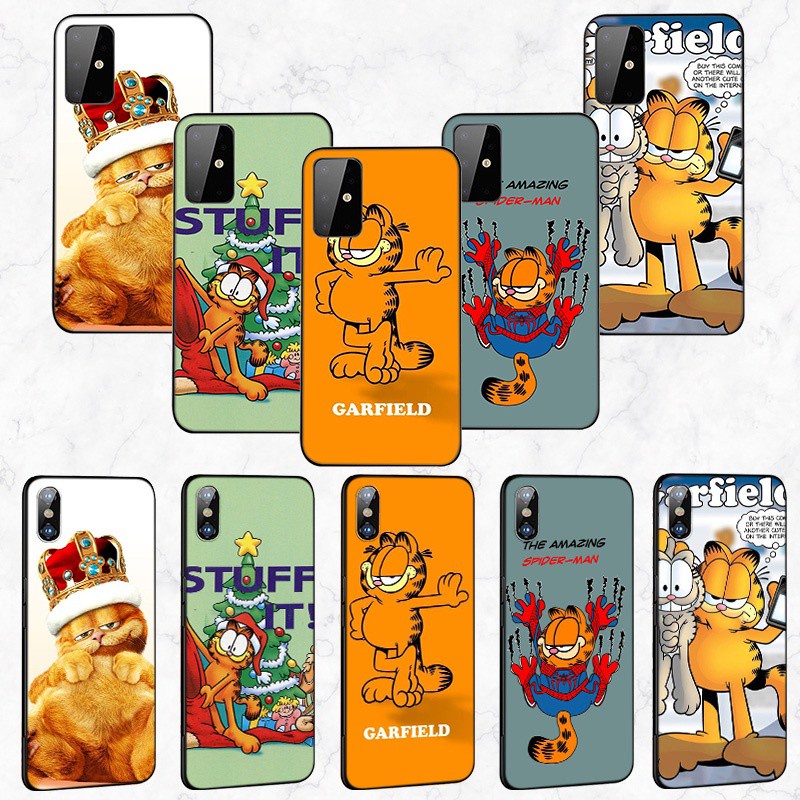 Samsung Galaxy S10 S9 S8 Plus S6 S7 Edge S10+ S9+ S8+ Soft Silicone Cover Phone Case Casing GR25 Cartoon Garfield cat