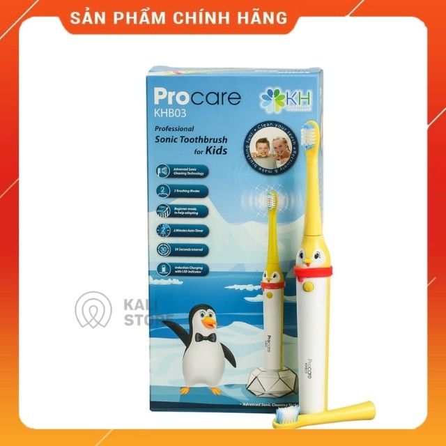 [Mẫu mới] Bàn Chải Điện Cho Bé Procare KHB03 Thiết Kế Hình Chim Cánh Cụt Cute  An Toàn Cho Con Yêu