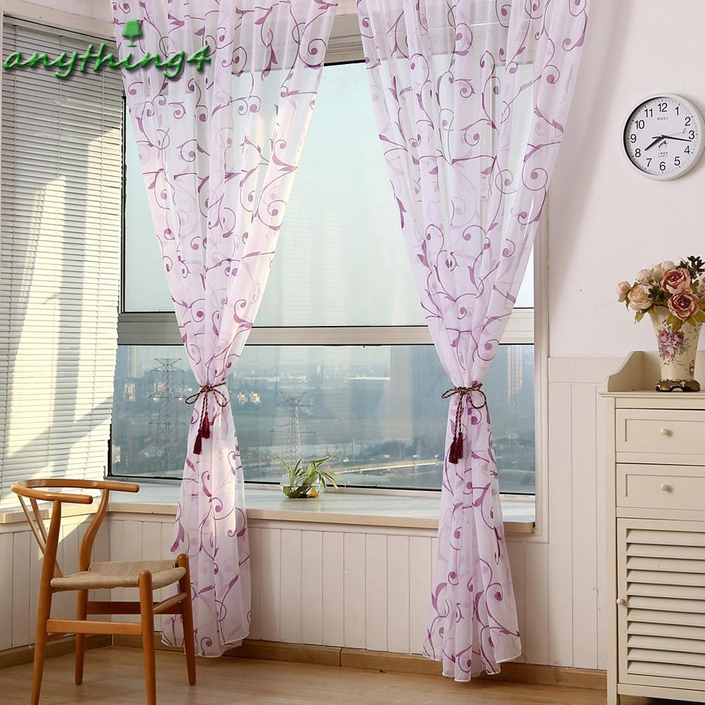 Rèm cửa vải tuyn in hoa thời trang dễ thương
