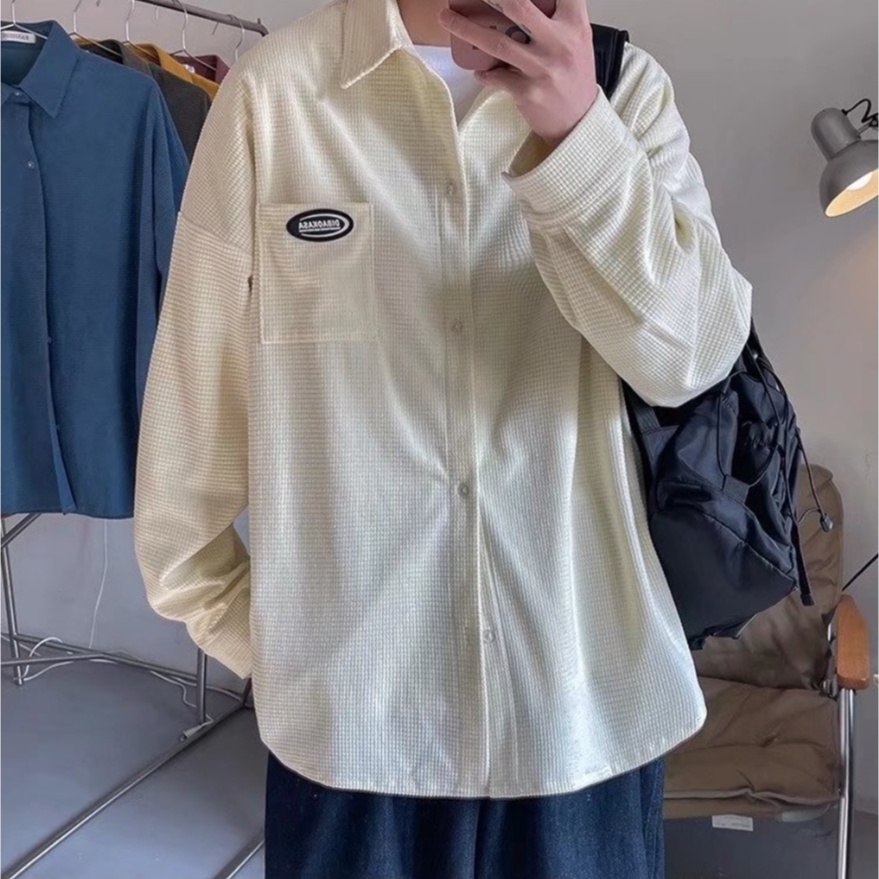 Áo Sơ Mi Tay Dài Màu áo phong rộng nam Trơn Dễ Phối Đồ áo sơ mi nam Thời Trang áo sơ mi unisex Phong Cách Hàn Quốc sơ mi nữ form rộng áo sơ mi nhung tăm