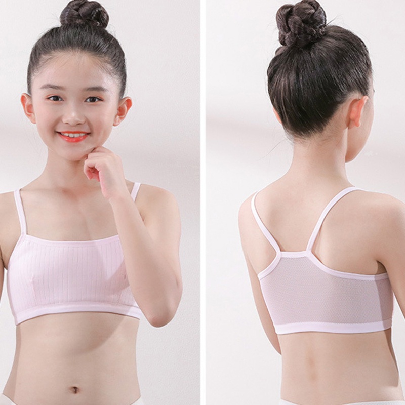 Haha Áo lót vải cotton Lưới Hai Lớp Thoáng Khí Không Gọng Dây Spaghetti Luyện Tập Cho Nữ Sinh