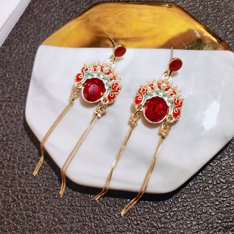 [Jiudolan] Khuyên Tai Tua Rua Kim Bạc Đính Đá Zircon Phong Cách Trung Hoa Cổ Điển Tinh Tế