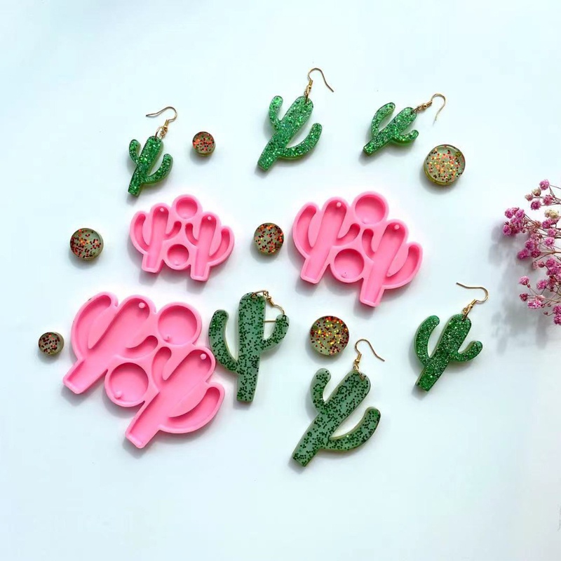Khuôn silicone làm mặt dây chuyền hình xương rồng size S/M/L