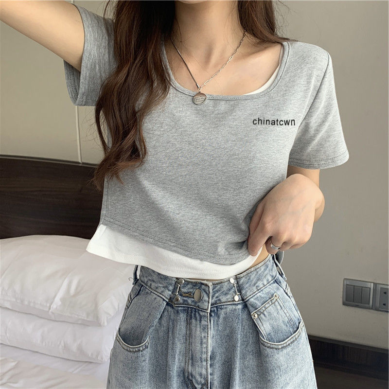 Áo Crop Top Thời Trang Giả Nhiều Lớp Phong Cách Năng Động 2021
